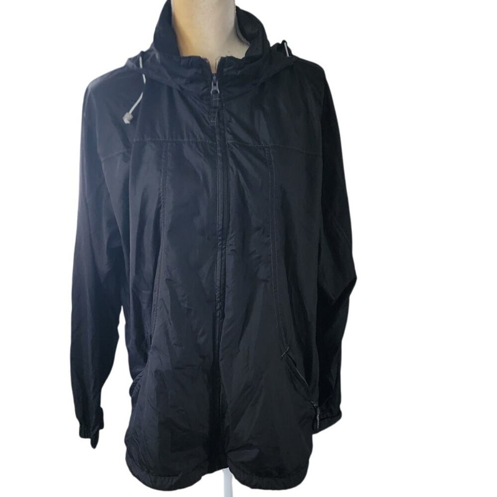 White Sierra Windbreaker Rain light Weight Full Zip Hooded Plus Size 1X